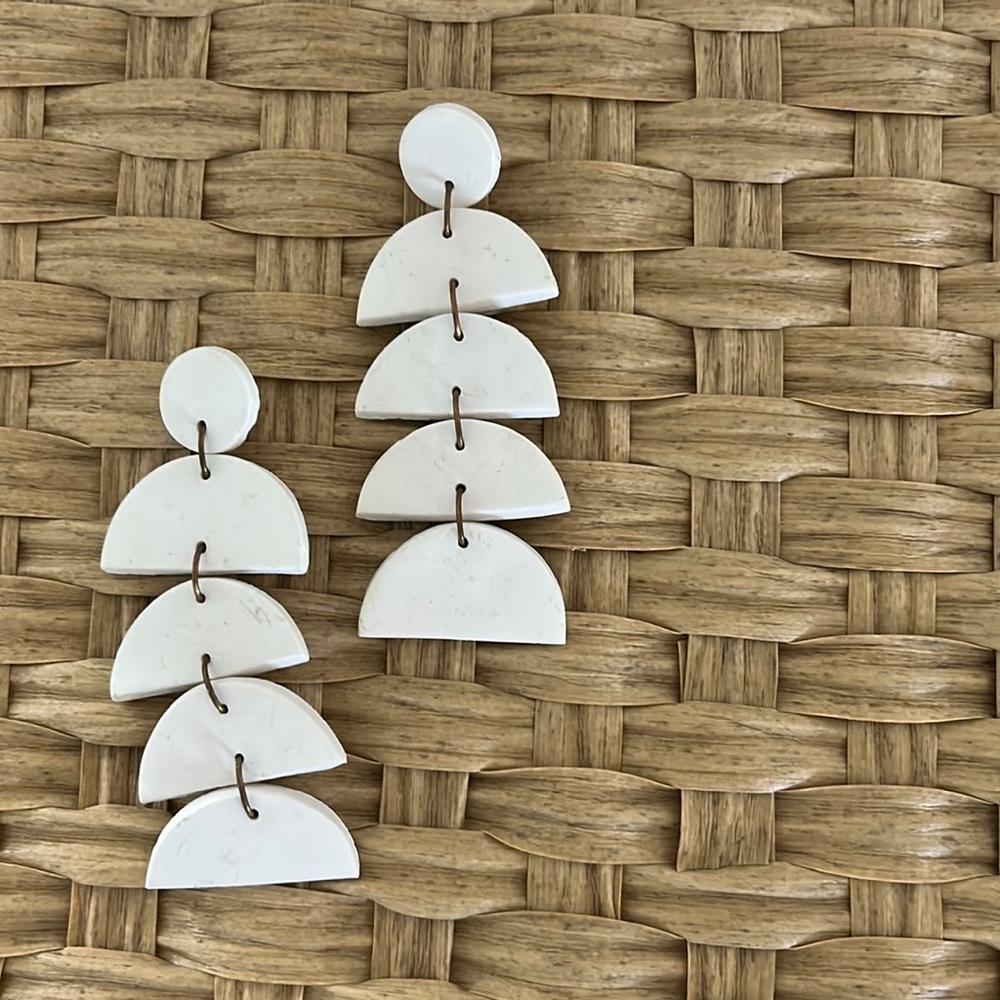 New- Alabaster White Clay Earrings. Unique And Purchased From A Boutique Nearby